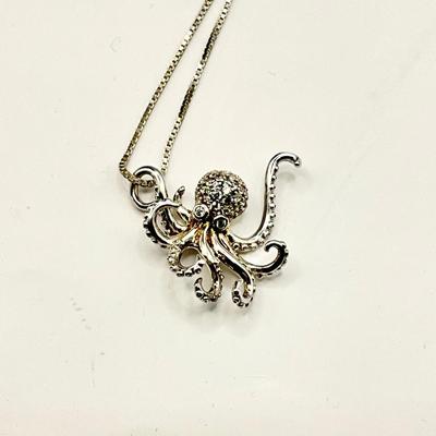 1561 Sterling Octopus Pendant with CZ's by Almea