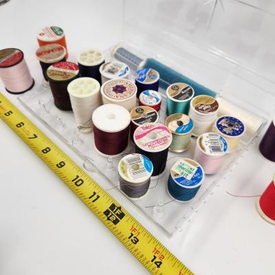 LARGE BUNDLE OF THREAD W/ VINTAGE PLASTIC THREAD CASE