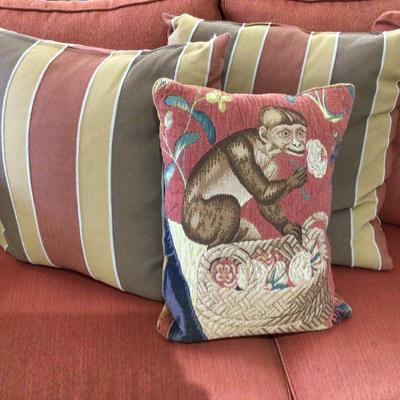 1269 Decorator Pillow Lot Monkey Stripes