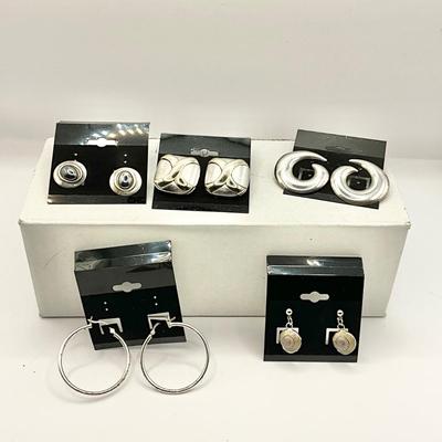 1564 Five Pairs of Sterling Pierced Earrings