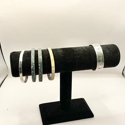 1577 Navajo Sterling Cuff Sterling and Slip on Bangle Bracelets