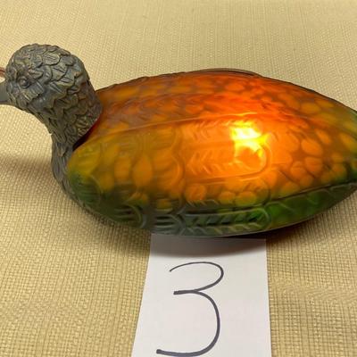 Vintage Amber Stained Glass Duck TV Or Night Light