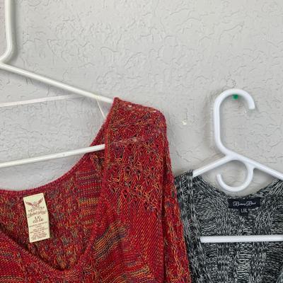 #611 Poncho and Red Sweater Size Large