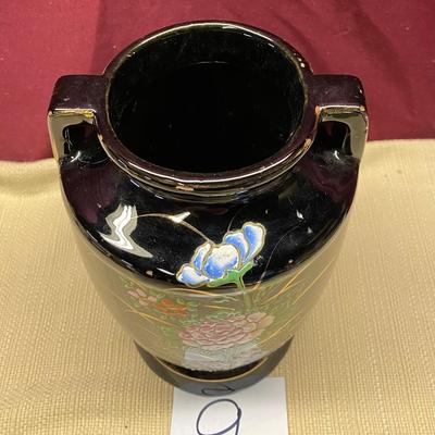 Vintage 8â€ Hand-painted Japanese Vase w/Handles