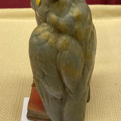 Rare 6â€ Vintage 1940s Metal Owl on Book Statue
