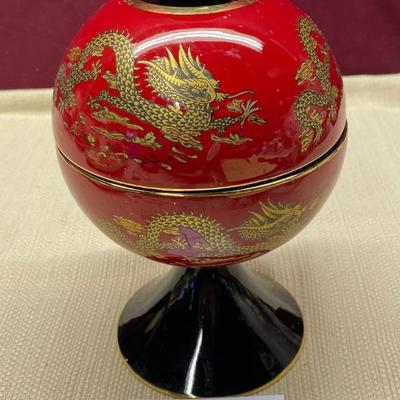 Mid Century Chinese Emperor Dragon Round Box