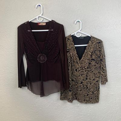 #614 Willi Smith and G Shape Womens Brown Tops