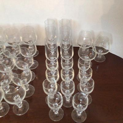 1357 Vintage Glass Lot Cordials, Flutes, Wine