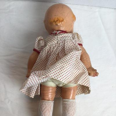1275 Vintage Kewpie Doll in Red & White Dress