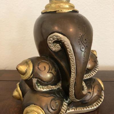 Lord Ganesha conch statue in brass.