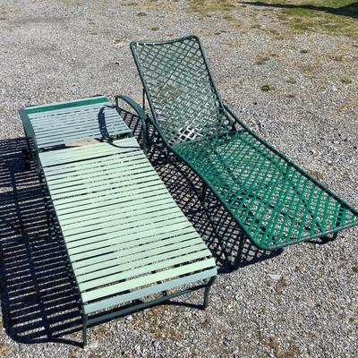 162 Vintage Brown Jordan Outdoor Chaise Lounge Chair & Vinyl Outdoor Chaise Lounge Chair