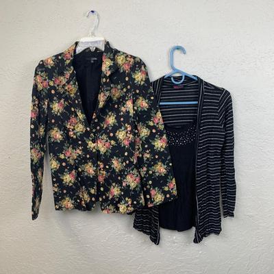 #632 Floral Dress Jacket Size 10 and Striped Shirt