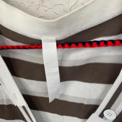 #636 Medium Black Skirt and Striped Shirt