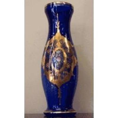 This luxury Glass vase is hand made from glass, then hand painted with Gold decorative design. Approximately 20â€³ height and 8â€³ in...