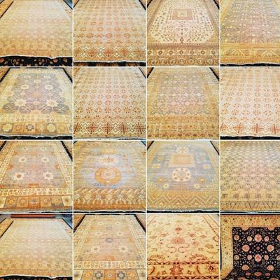 Fine Pakistani Khotan - Peshawar   Rugs Kilims on different sizes and designs,  Made with 100% natural wool and Cotton, vegetable dyed...