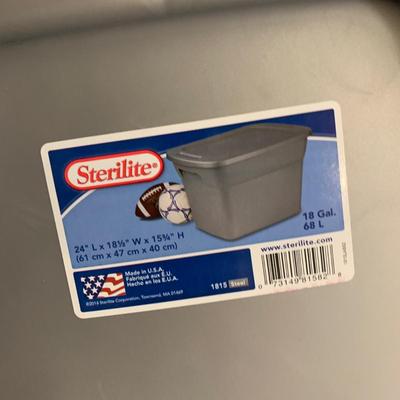#647 Gray and Blue Sterilite Storage Bins