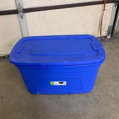 #653 Two 30 Gallon Storage Totes With *One Lid*