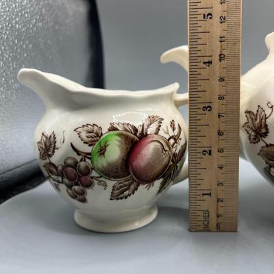 Vintage Made in England Floral Autumn Teapot Creamer & Sugar Set