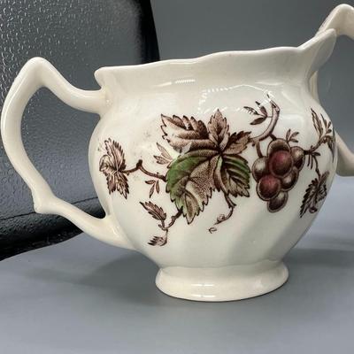 Vintage Made in England Floral Autumn Teapot Creamer & Sugar Set