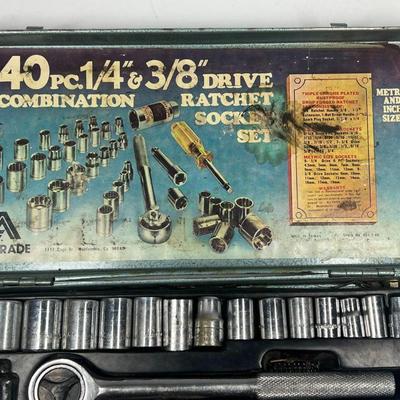 Vintage Alltrade 40pc Drive Combination Ratchet Socket Tool Set