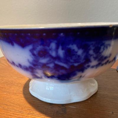 Vintage Ovado flow blue porcelain sugar bowl and bowl