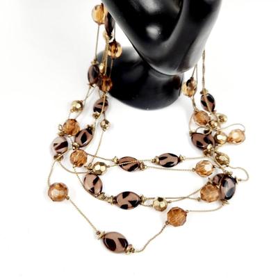 BEAUTIFUL LAYERED GLASS & RESIN BEAD NECKLACE