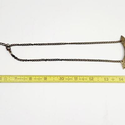 ANTIQUE FINISH FAUX TURQUOISE METAL NECKLACE