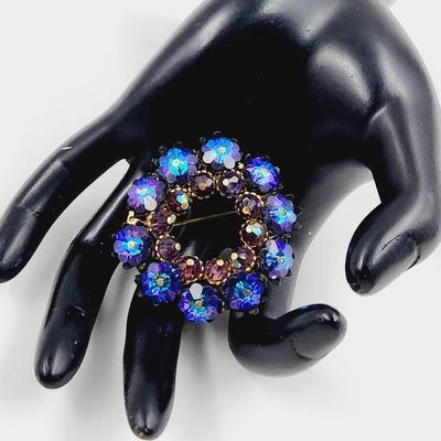 ABSOLUTELY STUNNING BLACK TONED RHINESTONE BROOCH