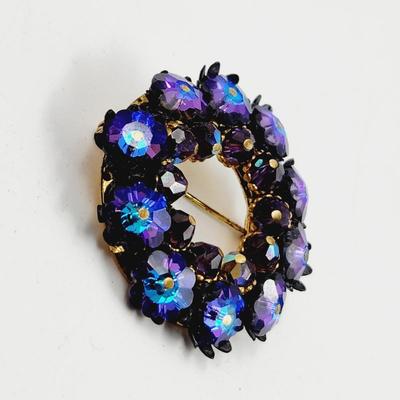 ABSOLUTELY STUNNING BLACK TONED RHINESTONE BROOCH