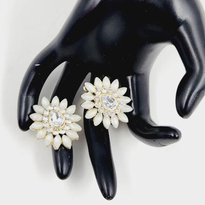 STUNNING CUT GLASS & MOTHER OF PEARL EARRINGS