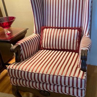 Vintage Red & White Striped Chair