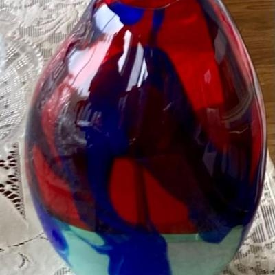 Multi Colored Art Glass Vase Italy