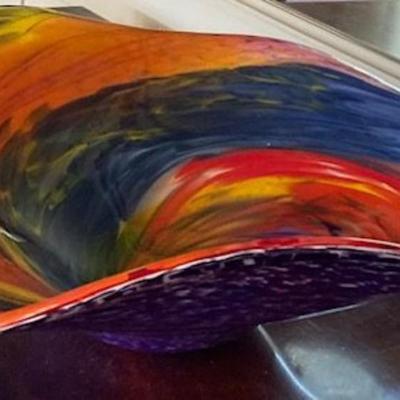Tim Lazer Art Glass Large Bowl