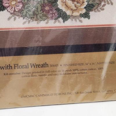 NEW SOMETHINGS SPECIAL - COTTAGE W/ FLORAL WREATH NEEDLEPOINT