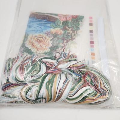 NEW SOMETHINGS SPECIAL - COTTAGE W/ FLORAL WREATH NEEDLEPOINT