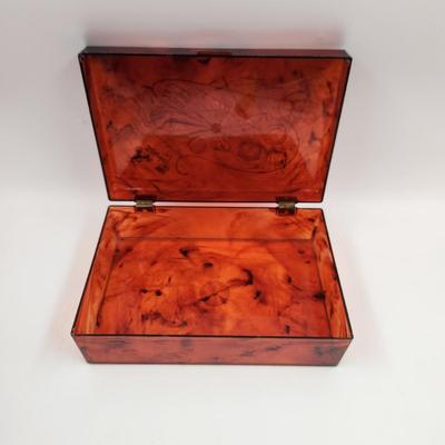 VINTAGE TORTOISE SHELL COLORED SEWING BOX