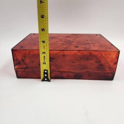 VINTAGE TORTOISE SHELL COLORED SEWING BOX