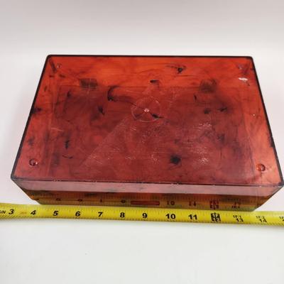 VINTAGE TORTOISE SHELL COLORED SEWING BOX