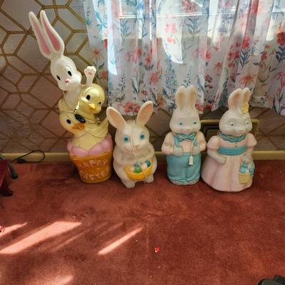 4 Easter Bunny Blow molds with Lights Outdoor Indoor