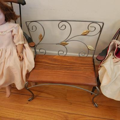 Lot 3 Dolls with Chairs Bench Ideal Doll ,Alexander