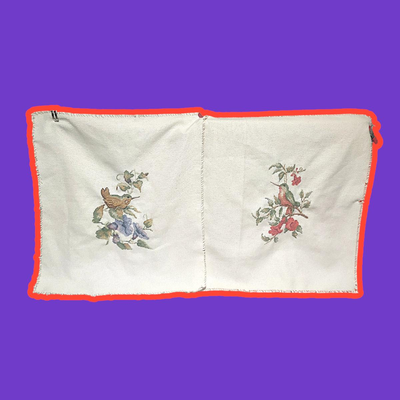 2 Completed Hand Stitched Cross Stitch Squares