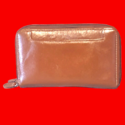 Women's Vintage Mundi Brown Leather Double Zip Around Wallet