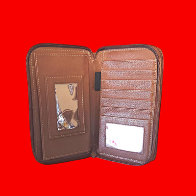 Women's Vintage Mundi Brown Leather Double Zip Around Wallet