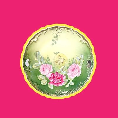 Vintage German Hand Painted Floral Plate