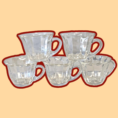 5 Vintage Toscany Celebration Ribbed Teacups