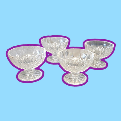 4 Vintage Cristal D'Arques-Durand Longchamp Footed Dessert Bowls