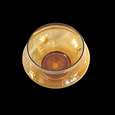 Vintage Amber Glass Covered Candy Dish