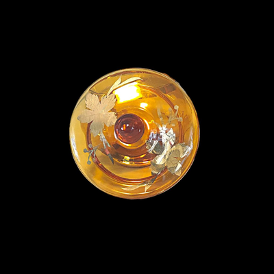 Vintage Amber Glass Covered Candy Dish