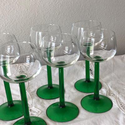Luminarc green stem wine glasses