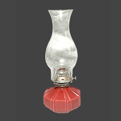 Vintage Lamplight Farm Burgundy Glass Oil Lamp